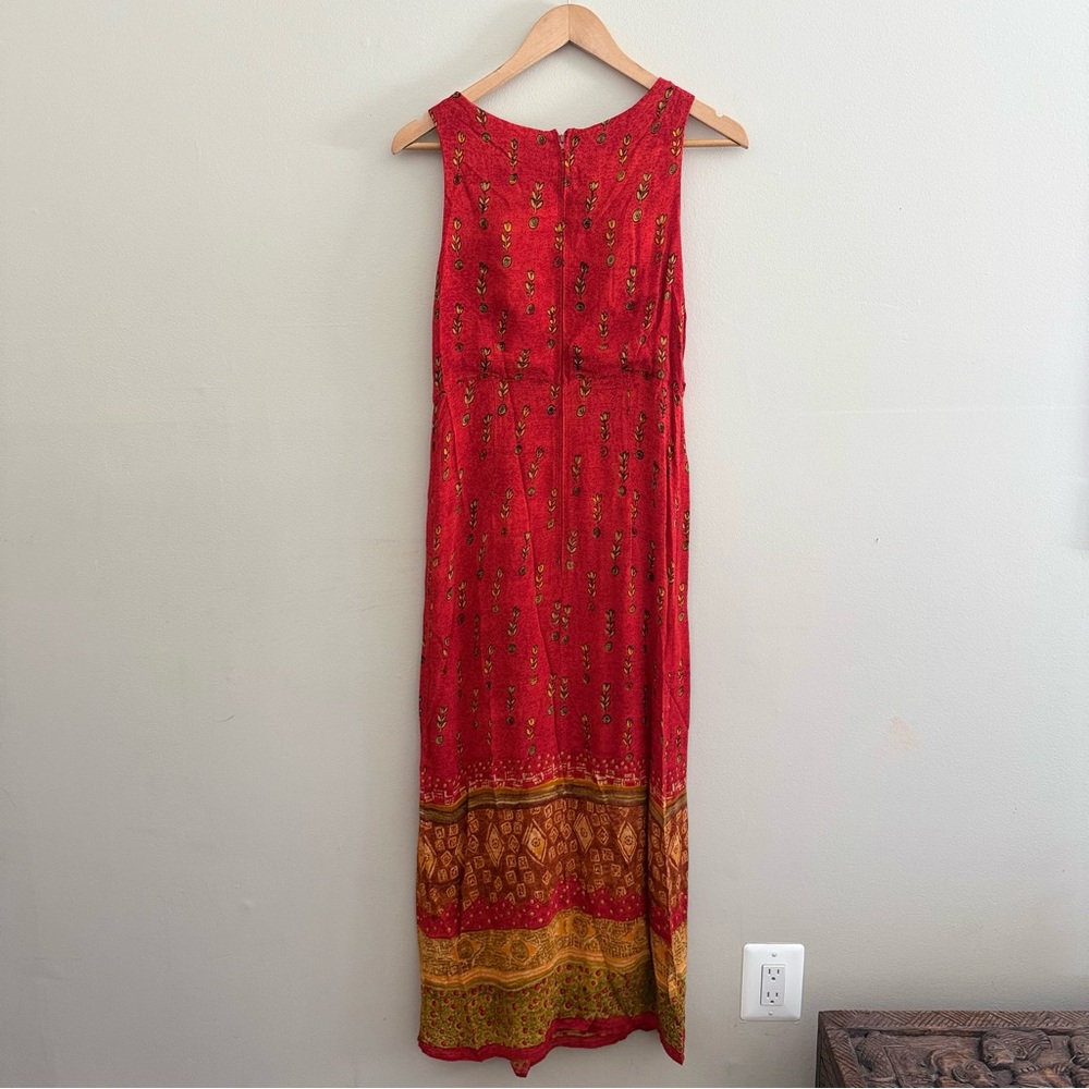 Vintage 90s Red Sleeveless Floral Summer Dress size 8 - Picture 8 of 9
